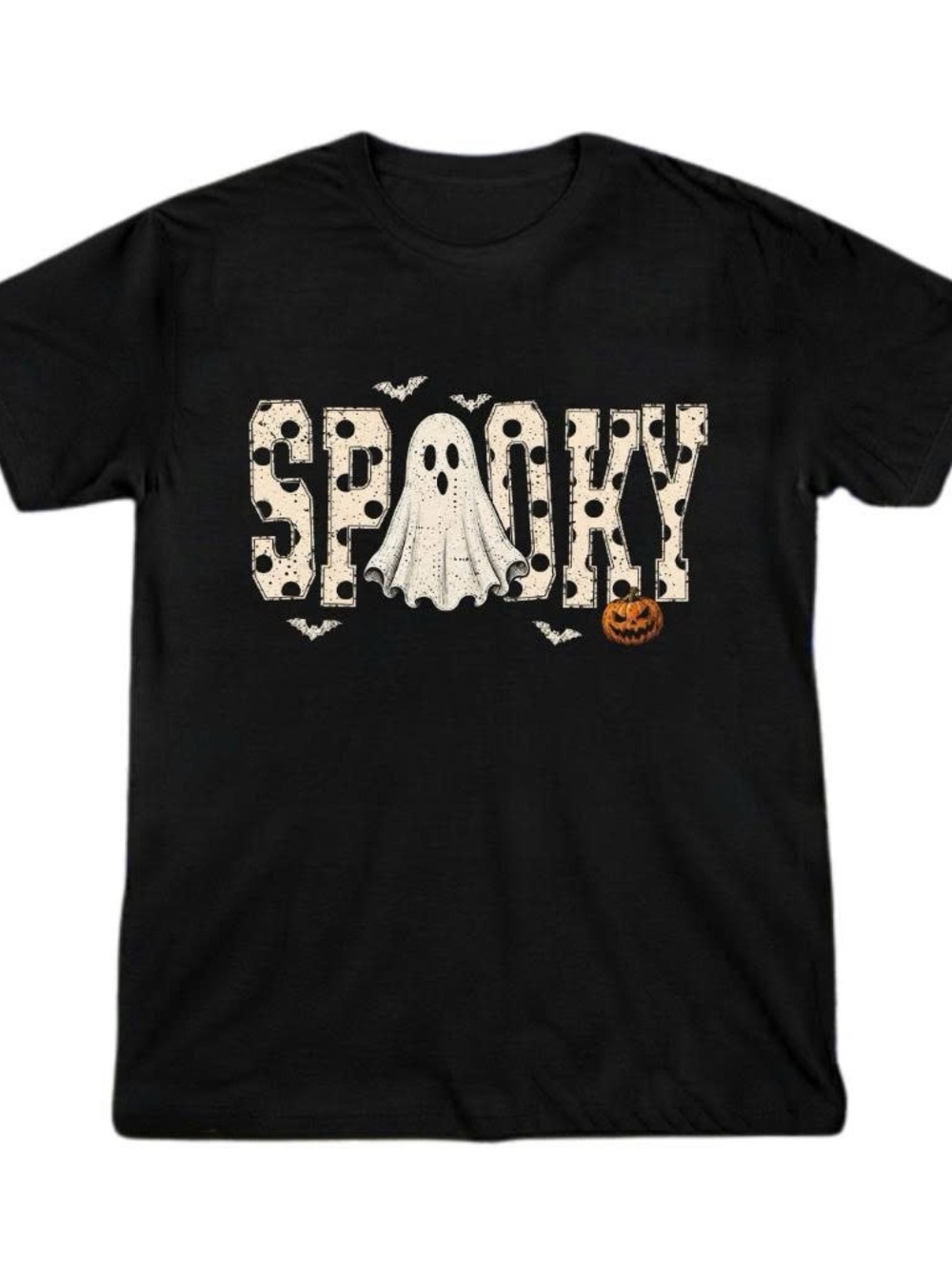 Spooky Ghost Graphic Black Halloween Shirt